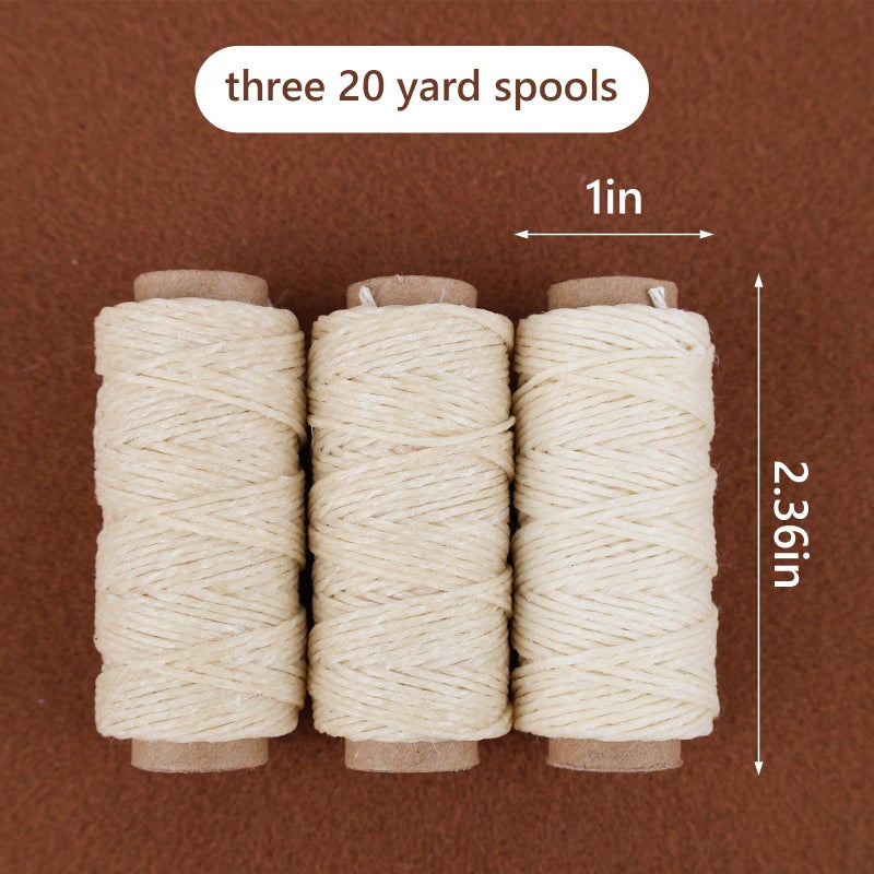 Lineco Waxed Genuine Linen Thread, 20 Yards, Pack of 3 Spools: Natural (BBHM208) - Image 3